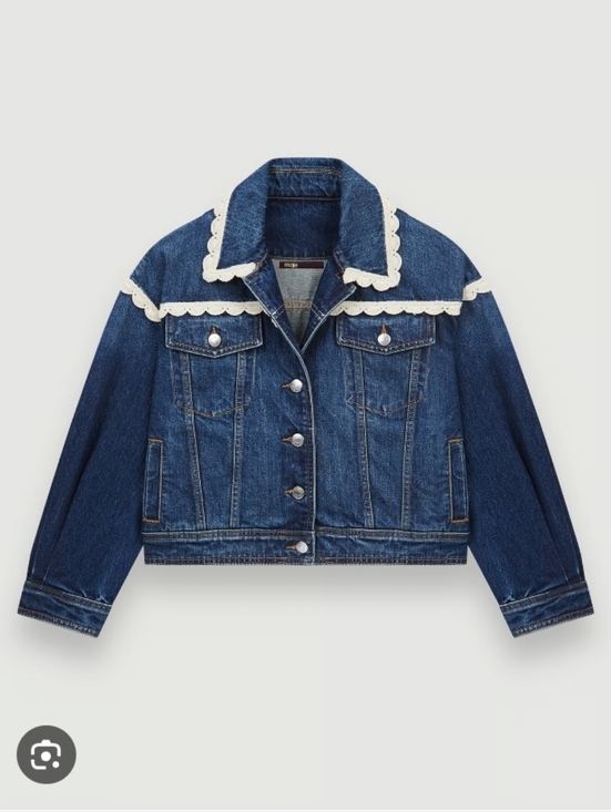 Maje Jackets & Blazers - Maje Denim Jacket With Crochet Hook Finishes Size 40 US Sz Large